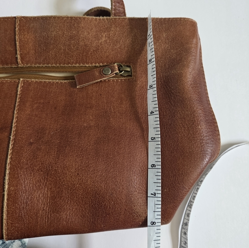 VTG Hobo international Leather Shoulder Bag Cognac Honey Brown med 15x9 - Picture 8 of 10